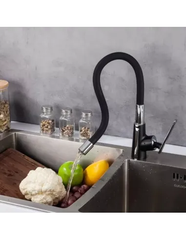Смеситель для кухни Frap F4457 с гибким изливом, черный хром