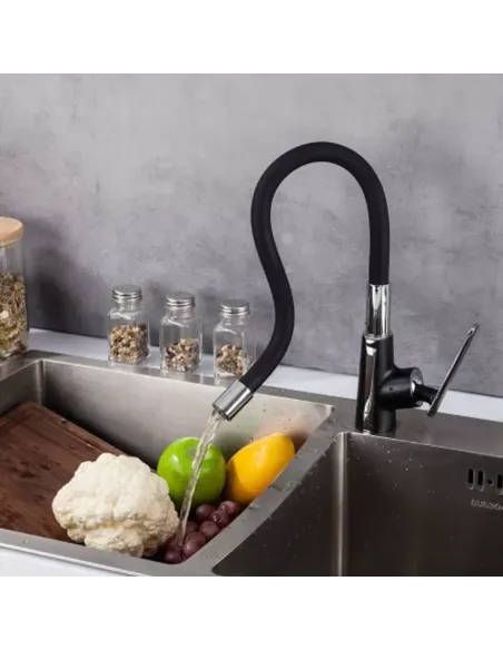 Смеситель для кухни Frap F4457 с гибким изливом, черный хром
