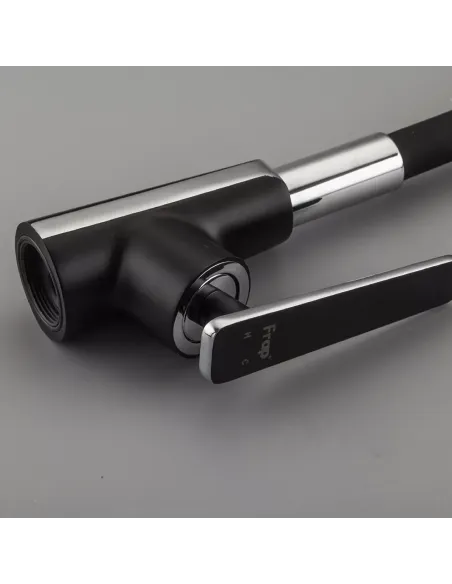 Змішувач для кухні Frap F4457 з гнучким виливом, чорний хром