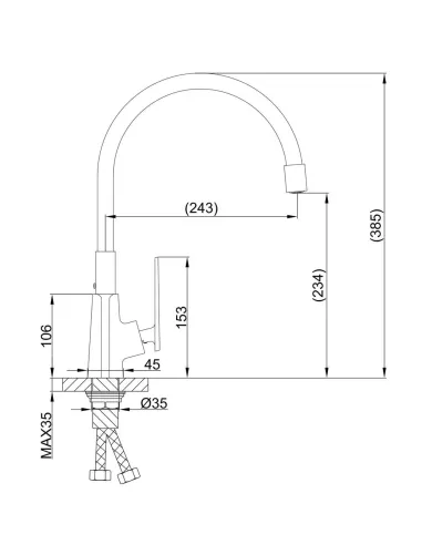 Змішувач для кухні Frap F4457 з гнучким виливом, чорний хром