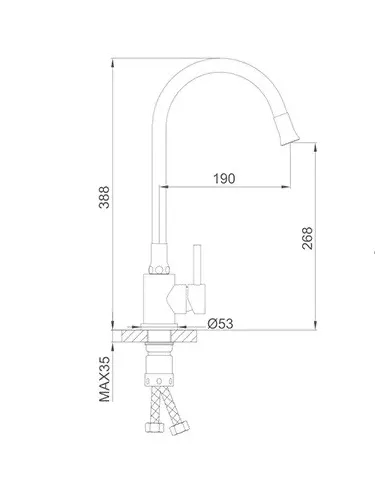 Змішувач для кухні Frap F40994-6 з гнучким виливом, чорний
