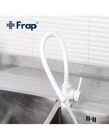 Смеситель для кухни Frap F40994-8 с гибким изливом, белый