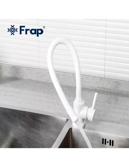 Смеситель для кухни Frap F40994-8 с гибким изливом, белый