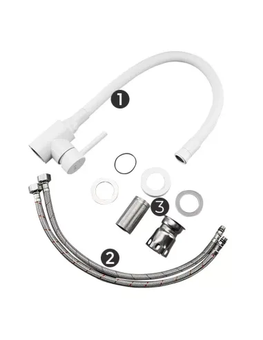 Змішувач для кухні Frap F40994-8 з гнучким виливом, білий