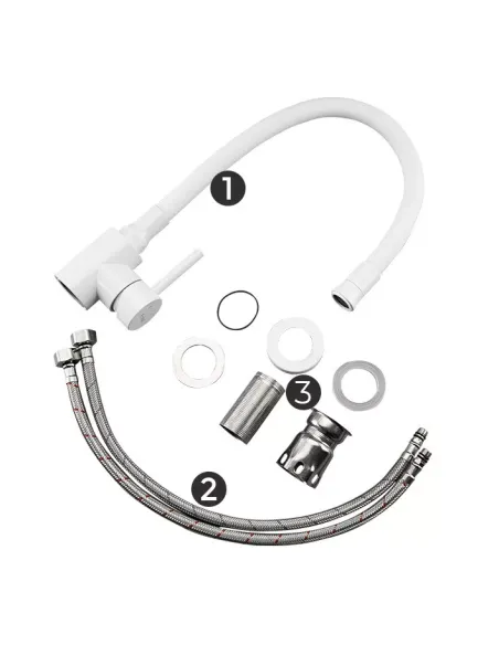 Змішувач для кухні Frap F40994-8 з гнучким виливом, білий