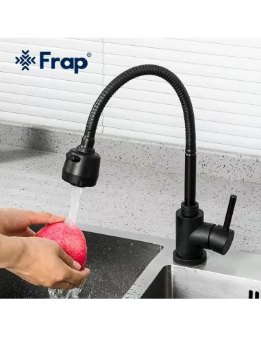 Смеситель для кухни Frap F40993-6 с гибким изливом, 2 режима, черный
