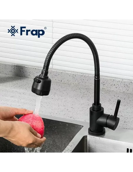 Смеситель для кухни Frap F40993-6 с гибким изливом, 2 режима, черный