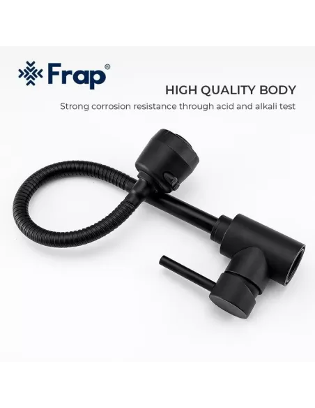 Смеситель для кухни Frap F40993-6 с гибким изливом, 2 режима, черный