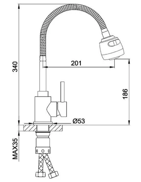Смеситель для кухни Frap F40993-6 с гибким изливом, 2 режима, черный