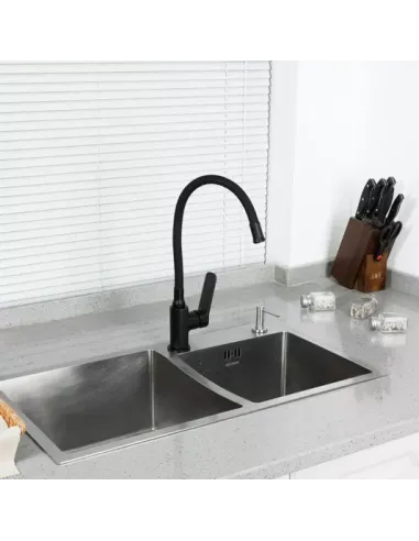 Змішувач для кухні Frap F4462 з гнучким виливом, чорний