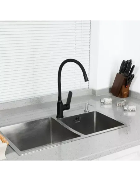 Змішувач для кухні Frap F4462 з гнучким виливом, чорний