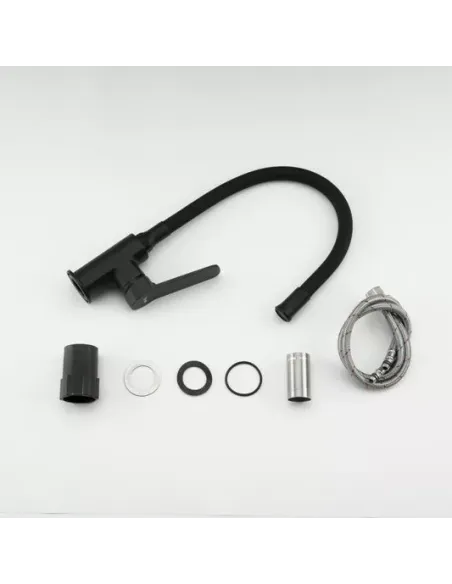 Змішувач для кухні Frap F4462 з гнучким виливом, чорний