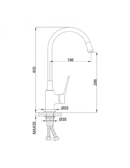 Змішувач для кухні Frap F4462 з гнучким виливом, чорний