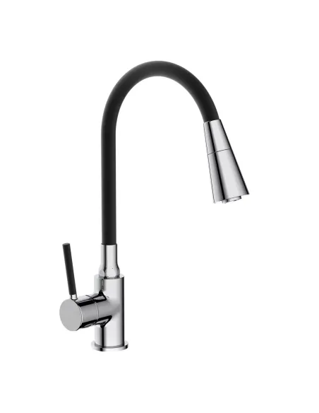 Смеситель для кухни Frap F4044 с гибким изливом, 2 режима, черный хром