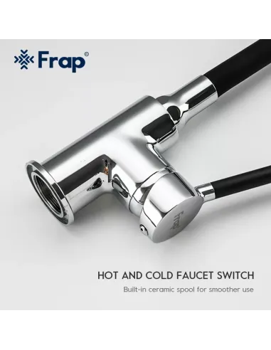 Смеситель для кухни Frap F4044 с гибким изливом, 2 режима, черный хром