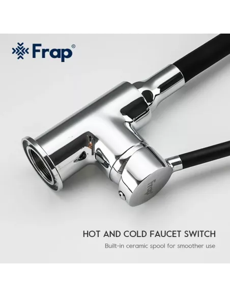 Смеситель для кухни Frap F4044 с гибким изливом, 2 режима, черный хром