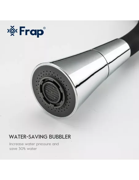 Смеситель для кухни Frap F4044 с гибким изливом, 2 режима, черный хром