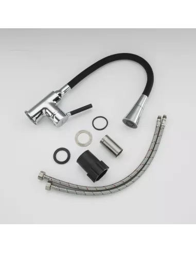 Смеситель для кухни Frap F4044 с гибким изливом, 2 режима, черный хром