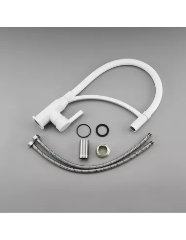 Змішувач для кухні Frap F4552-8 з гнучким виливом, білий