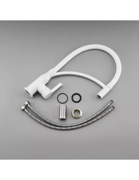 Смеситель для кухни Frap F4552-8 с гибким изливом, белый