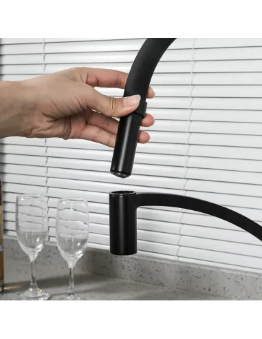 Змішувач для кухні Frap F4552-6 з гнучким виливом, чорний