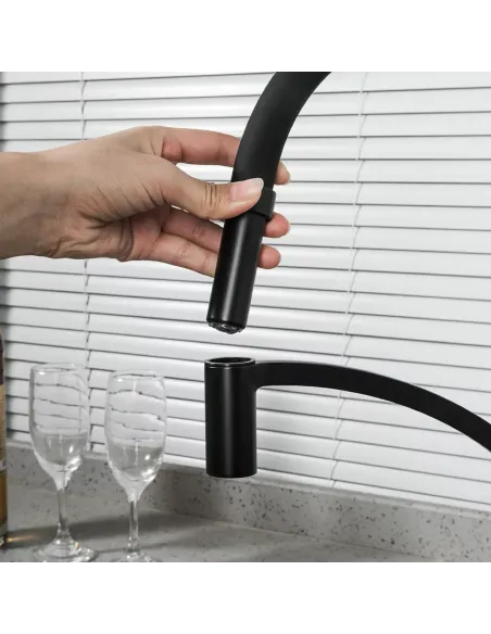 Змішувач для кухні Frap F4552-6 з гнучким виливом, чорний