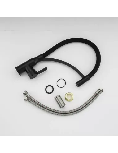 Змішувач для кухні Frap F4552-6 з гнучким виливом, чорний