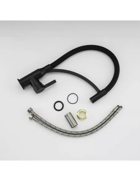 Змішувач для кухні Frap F4552-6 з гнучким виливом, чорний