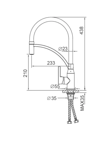 Смеситель для кухни Frap F4552-6 с гибким изливом, черный