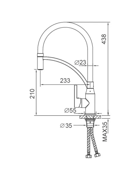 Змішувач для кухні Frap F4552-6 з гнучким виливом, чорний