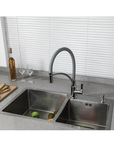 Смеситель для кухни Frap F4552 с гибким изливом, серый хром