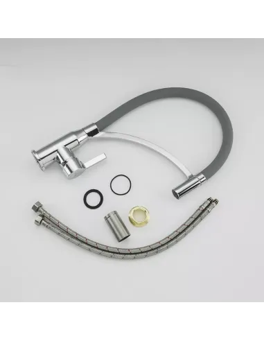 Змішувач для кухні Frap F4552 з гнучким виливом, сірий хром