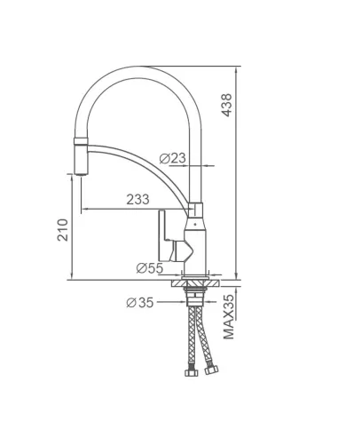 Смеситель для кухни Frap F4552 с гибким изливом, серый хром