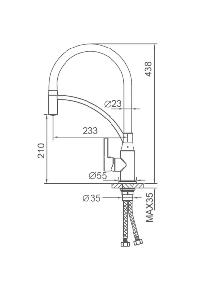 Змішувач для кухні Frap F4552 з гнучким виливом, сірий хром