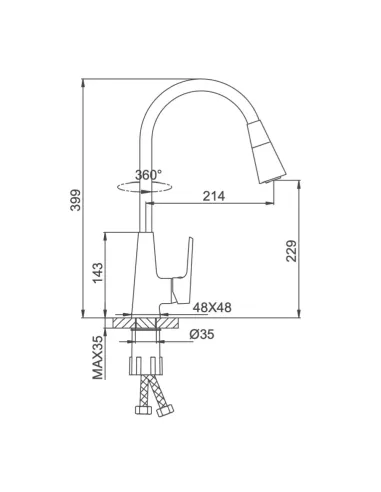 Смеситель для кухни Frap F4471-6 с гибким изливом