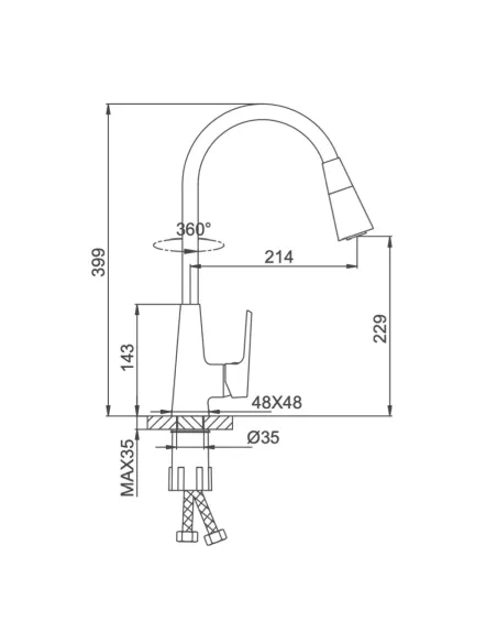 Смеситель для кухни Frap F4471-6 с гибким изливом