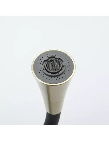 Змішувач для кухні Frap F4044-3 з гнучким виливом, 2 режими, чорний золото.