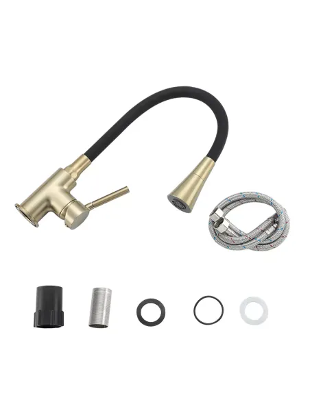 Смеситель для кухни Frap F4044-3 с гибким изливом, 2 режима, черный золото