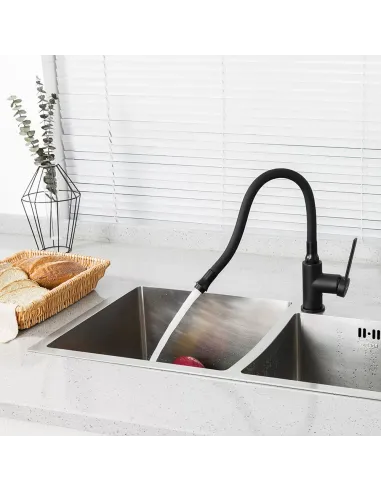 Смеситель для кухни Frap F4067-6 с гибким изливом, черный