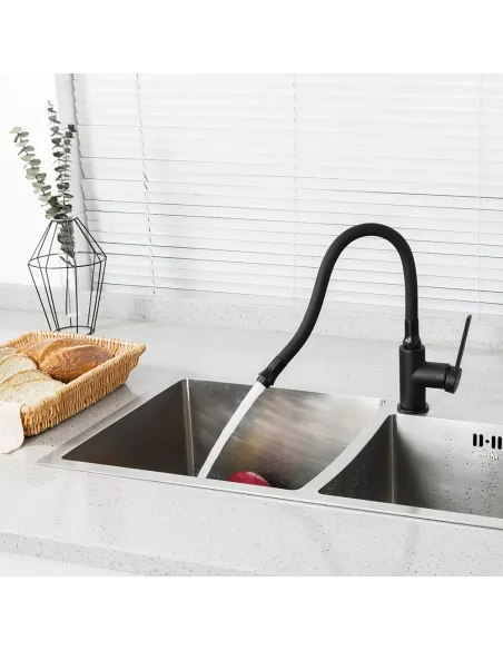 Смеситель для кухни Frap F4067-6 с гибким изливом, черный