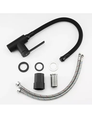 Змішувач для кухні Frap F4067-6 з гнучким виливом, чорний