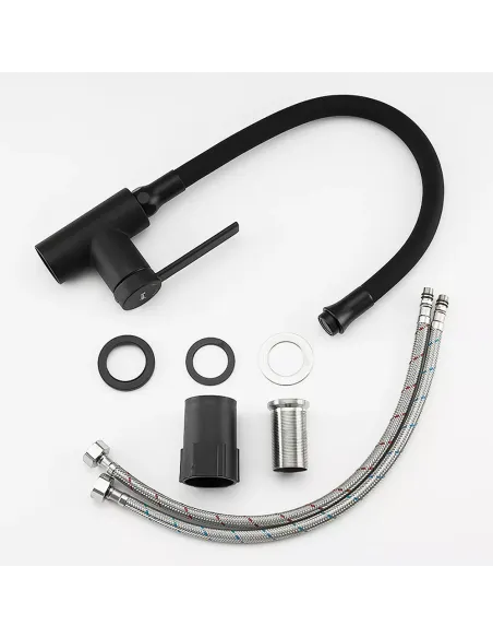 Змішувач для кухні Frap F4067-6 з гнучким виливом, чорний