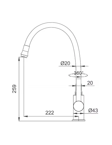 Змішувач для кухні Frap F4067-6 з гнучким виливом, чорний