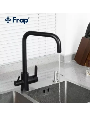 Змішувач для кухні Frap F43801-6 із підключенням до фільтру, чорний