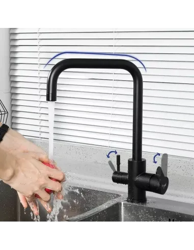 Змішувач для кухні Frap F43801-6 із підключенням до фільтру, чорний