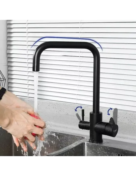 Смеситель для кухни Frap F43801-6 с подключением к фильтру, черный