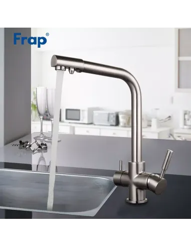 Смеситель для кухни Frap F4352-5 с подключением к фильтру, сатин