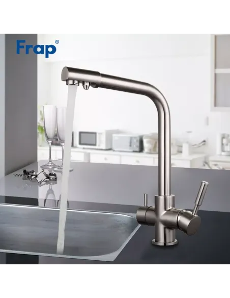 Смеситель для кухни Frap F4352-5 с подключением к фильтру, сатин