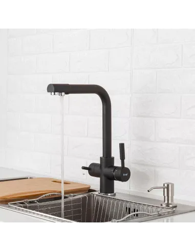 Змішувач для кухні Frap F4352-7 із підключенням до фільтру, чорний