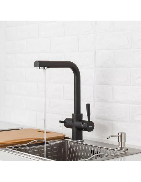Змішувач для кухні Frap F4352-7 із підключенням до фільтру, чорний